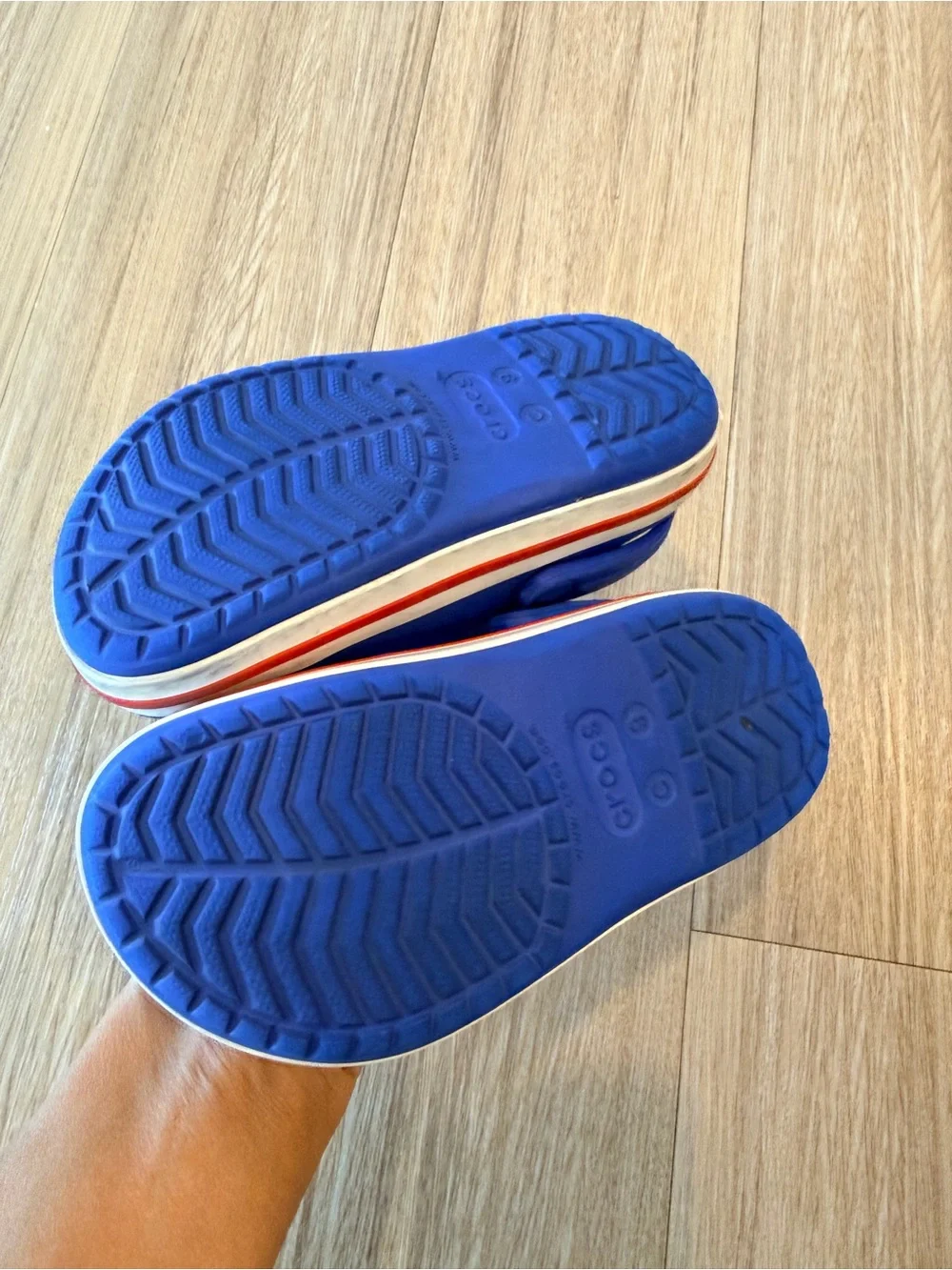 CROCS Kids Classic Clogs in Royal Blue with Red-Trim Sole